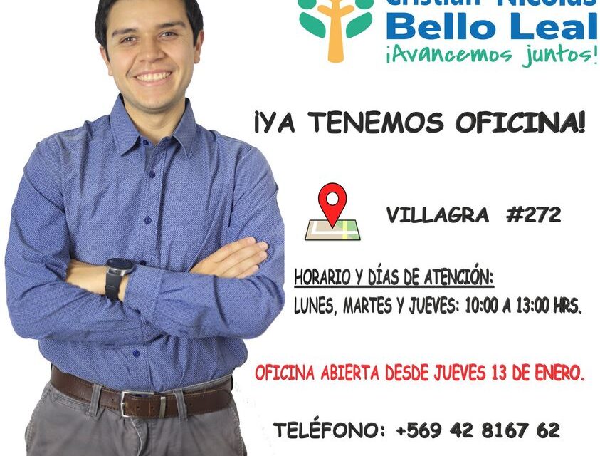 CONCEJAL CRISTIAN BELLO LEAL INAUGURÓ SU OFICINA